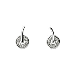 925 Sterling Silver Pavé CZ Circle Drop Stud Earrings