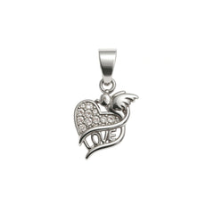 925 Sterling Silver Angel Heart Love Pendant with Cubic Zircon