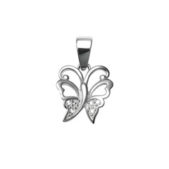 925 Sterling Silver Butterfly Pendant with Cubic Zircon Stones