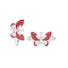 925 Sterling Silver Red Butterfly Toe Ring – Adjustable Enamel Design