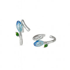 925 Sterling Silver Leaf Bud Toe Ring – Adjustable Enamel Nature Design
