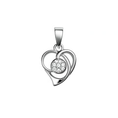 925 Sterling Silver Heart Pendant with Cubic Zircon Cluster