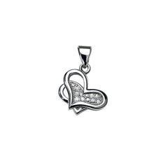 925 Sterling Silver Modern Heart Pendant with Cubic Zircon Stones