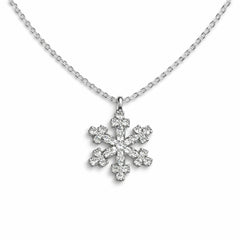 925 Sterling Silver Snowflake Pendant with CZ Stones for Women