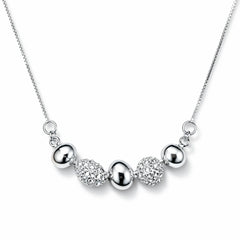 925 Sterling Silver Beaded Crystal Necklace for Women