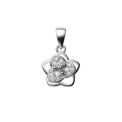 925 Sterling Silver Floral Pendant with Cubic Zircon for Women