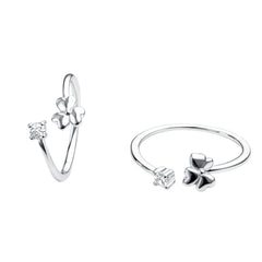 925 Sterling Silver Flower Toe Ring with Cubic Zirconia | Adjustable Open Toe Ring