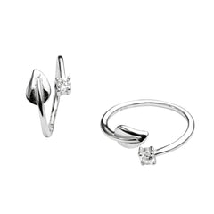 925 Sterling Silver Leaf Tip Toe Ring with Cubic Zirconia | Adjustable Open Toe Ring