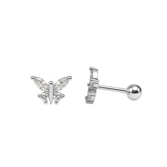 925 Sterling Silver Butterfly Stud Earrings with Cubic Zirconia