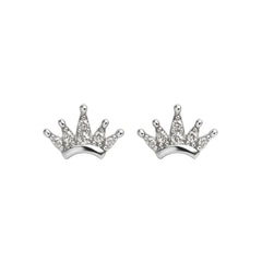 925 Sterling Silver Crown Stud Earrings with Cubic Zirconia
