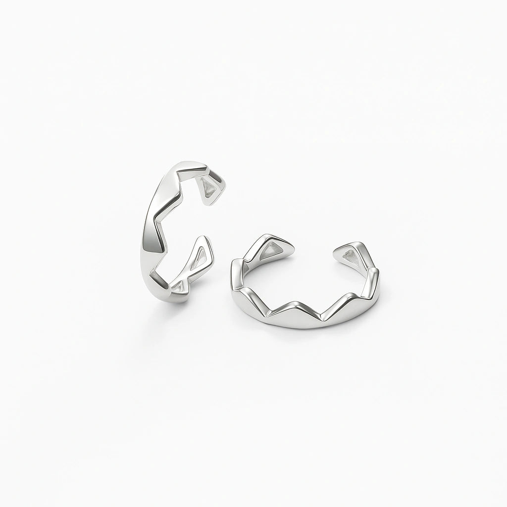 925 Sterling Silver Rhodium Plated Zigzag Adjustable Toe Rings