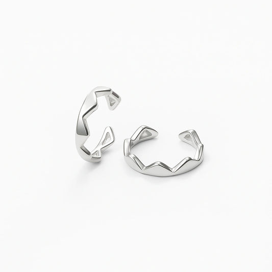 925 Sterling Silver Rhodium Plated Zigzag Adjustable Toe Rings