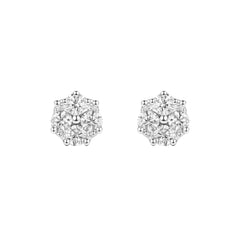 925 Sterling Silver Cluster Stud Earrings with Cubic Zirconia