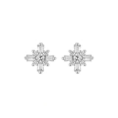 925 Sterling Silver Cross CZ Stud Earrings