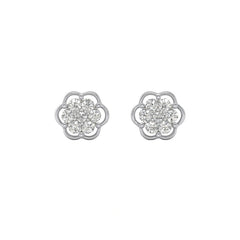 925 Sterling Silver Flower Shape CZ Stud Earrings
