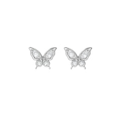 925 Sterling Silver Butterfly CZ Stud Earrings