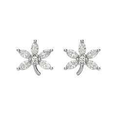 925 Sterling Silver Floral CZ Stud Earrings
