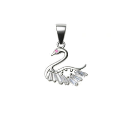 Sterling Silver Swan Pendant with Crystal Detailing