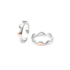 925 Sterling Silver Crown Design Toe Ring – Adjustable Silver & Rose Gold Minimal Foot Jewelry