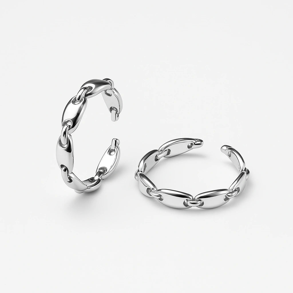 925 Sterling Silver Rhodium Plated Chain Link Adjustable Toe Rings