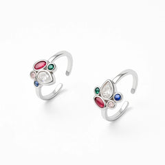 Sterling Silver Multi-Stone Adjustable Toe Rings
