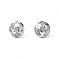 925 Sterling Silver Floral Swirl CZ Stud Earrings for Women