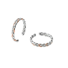 925 Sterling Silver Braided Toe Rings – Dual-Tone