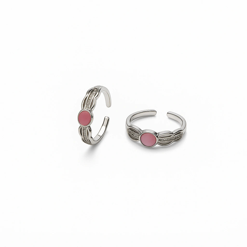 ChatGPT said:  925 Silver Pink Oval Stone Adjustable Toe Ring for Women