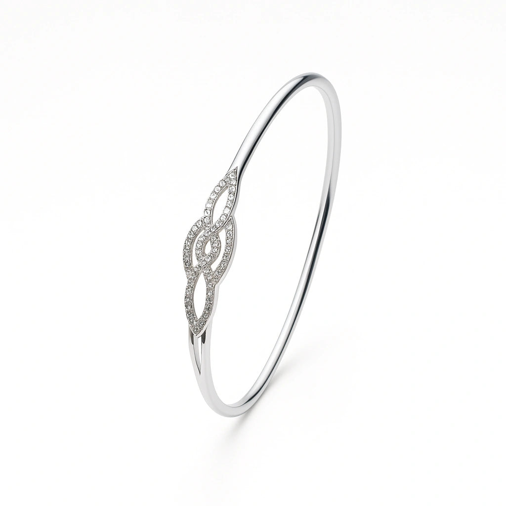 925 Silver Infinity Leaf CZ Kada for Women