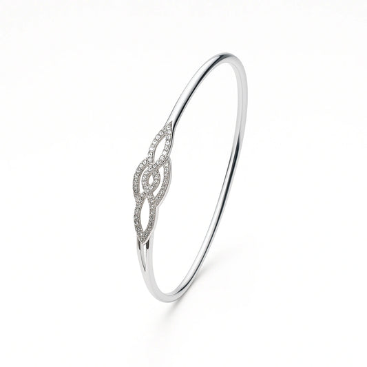925 Silver Infinity Leaf CZ Kada for Women