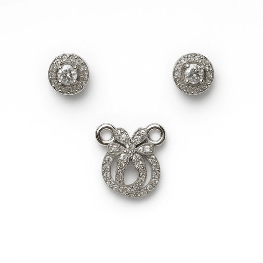 925 Silver Floral Halo CZ Mangalsutra Set for Women