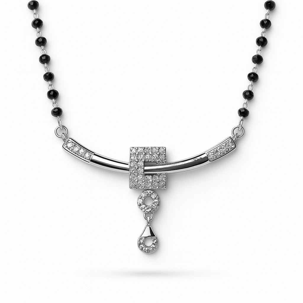 925 Silver Geometric CZ Mangalsutra for Women