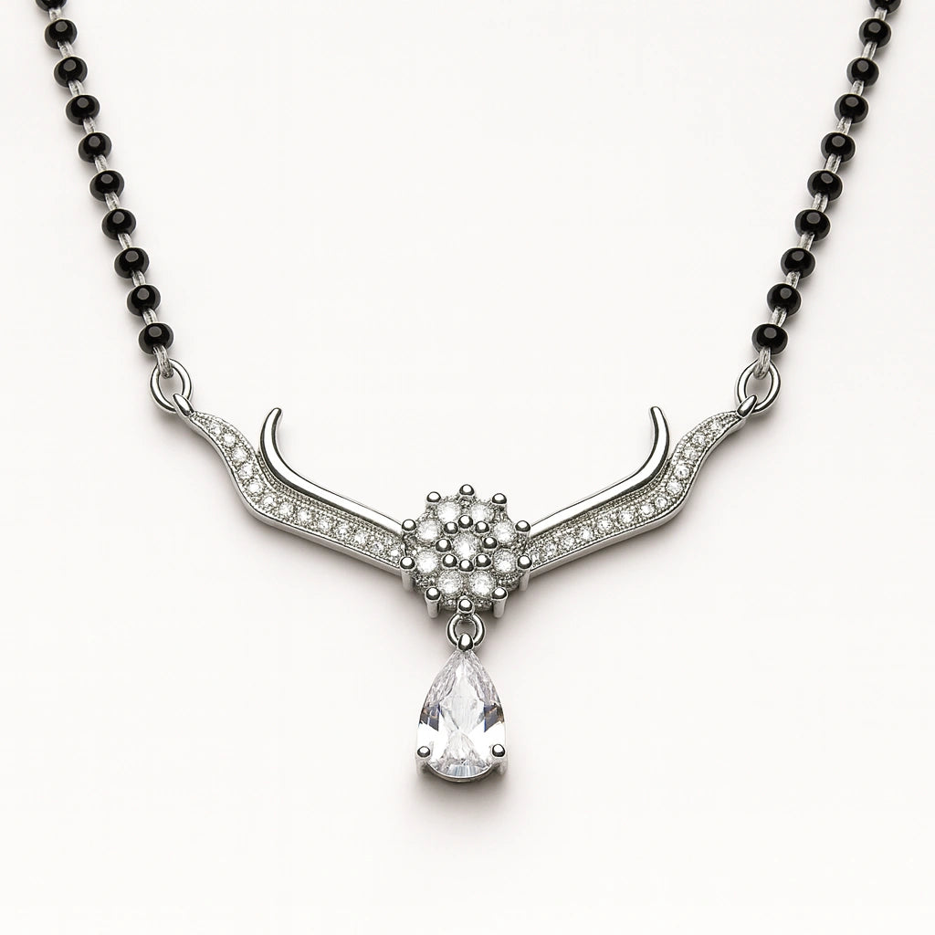 925 Silver Teardrop CZ Mangalsutra for Women