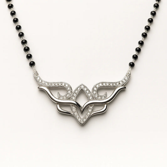 925 Silver Lotus Inspired CZ Mangalsutra for Women