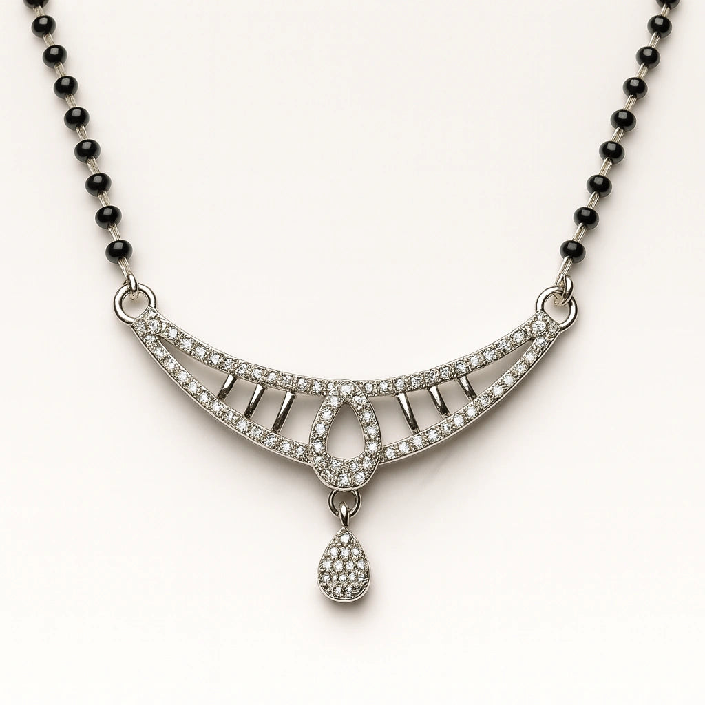 925 Silver Dual Teardrop CZ Mangalsutra for Women