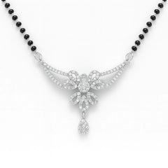 925 Silver Floral CZ Drop Mangalsutra for Women