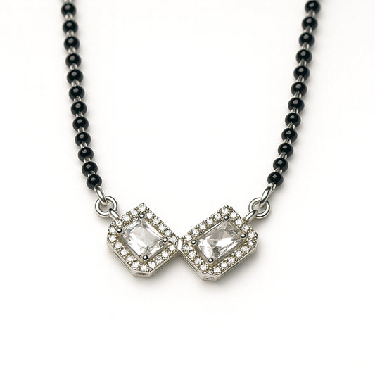 925 Silver Twin Square CZ Mangalsutra for Women