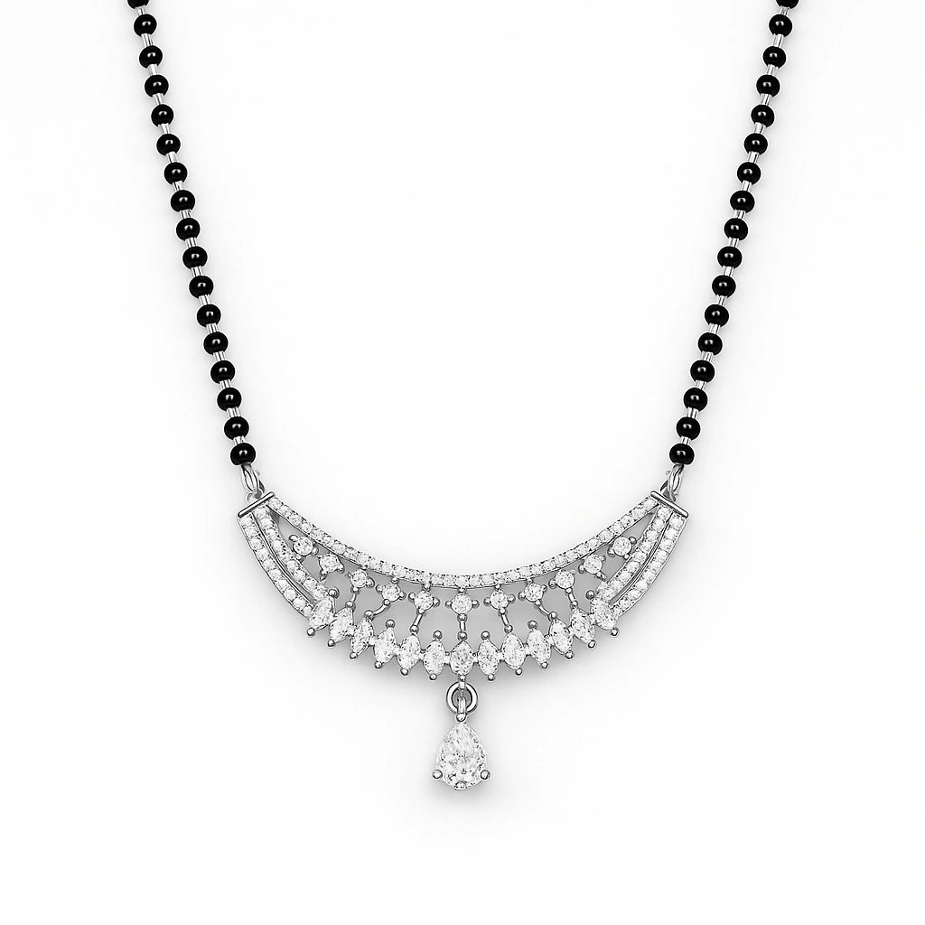 925 Silver Net Design CZ Mangalsutra for Women