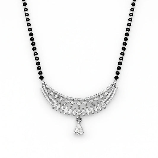 925 Silver Net Design CZ Mangalsutra for Women