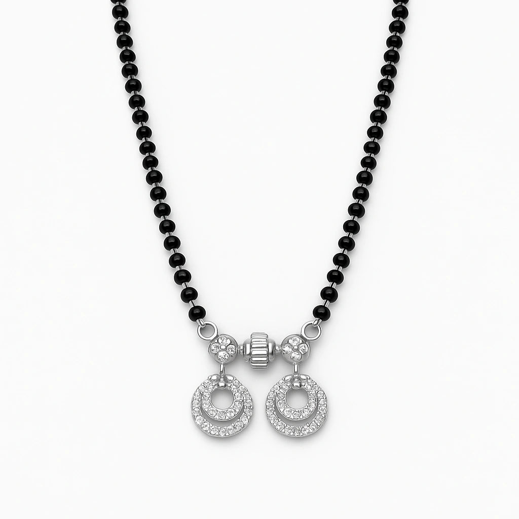 925 Silver Double Circle CZ Mangalsutra for Women