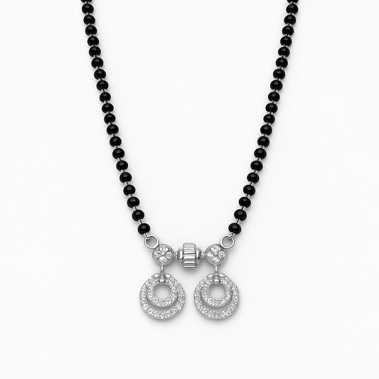 925 Silver Double Circle CZ Mangalsutra for Women