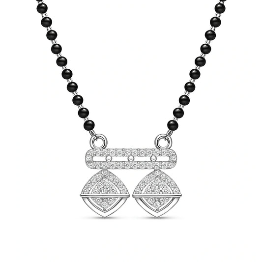 925 Silver Dual Drop CZ Mangalsutra for Women