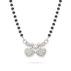 925 Silver Double Heart CZ Mangalsutra for Women