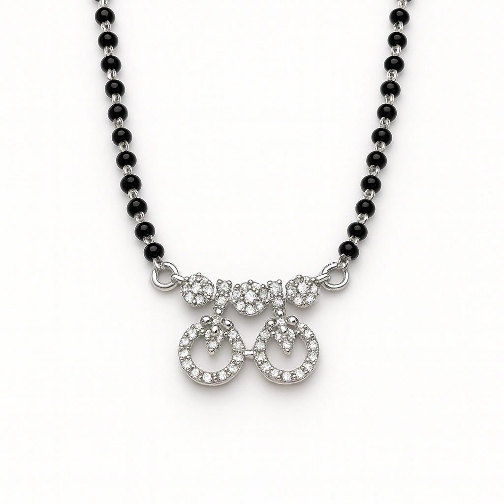 925 Silver Twin Circle CZ Mangalsutra for Women