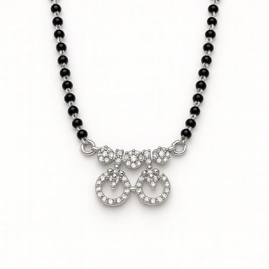 925 Silver Twin Circle CZ Mangalsutra for Women