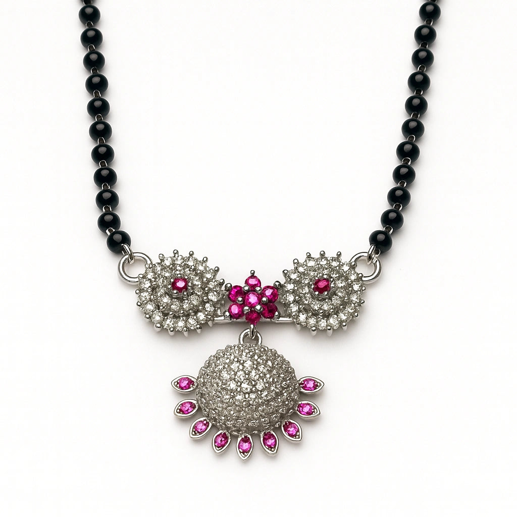 925 Silver Ruby CZ Designer Mangalsutra for Women