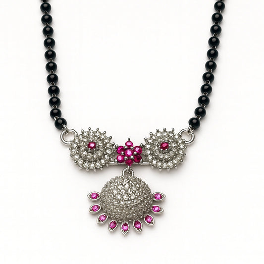 925 Silver Ruby CZ Designer Mangalsutra for Women