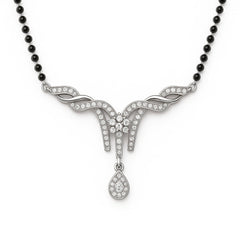 925 Silver Floral Drop Mangalsutra with CZ Stones