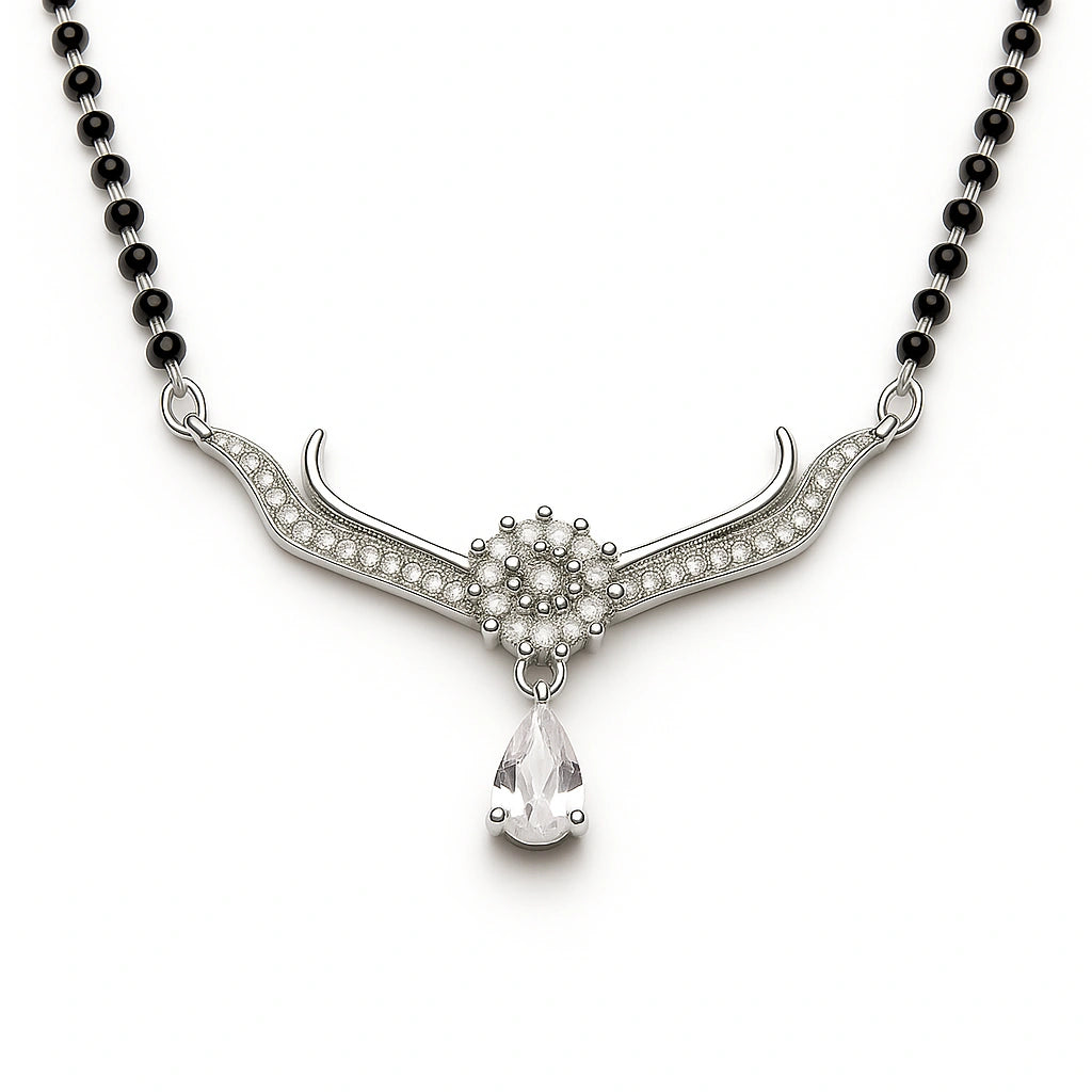 925 Silver Teardrop CZ Mangalsutra for Women