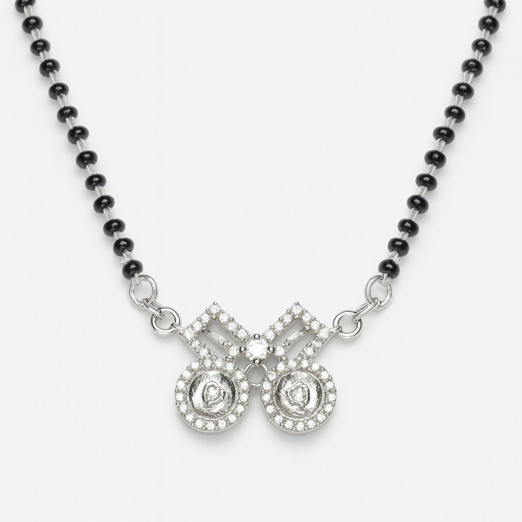 925 Silver Diamond Cut CZ Mangalsutra for Women